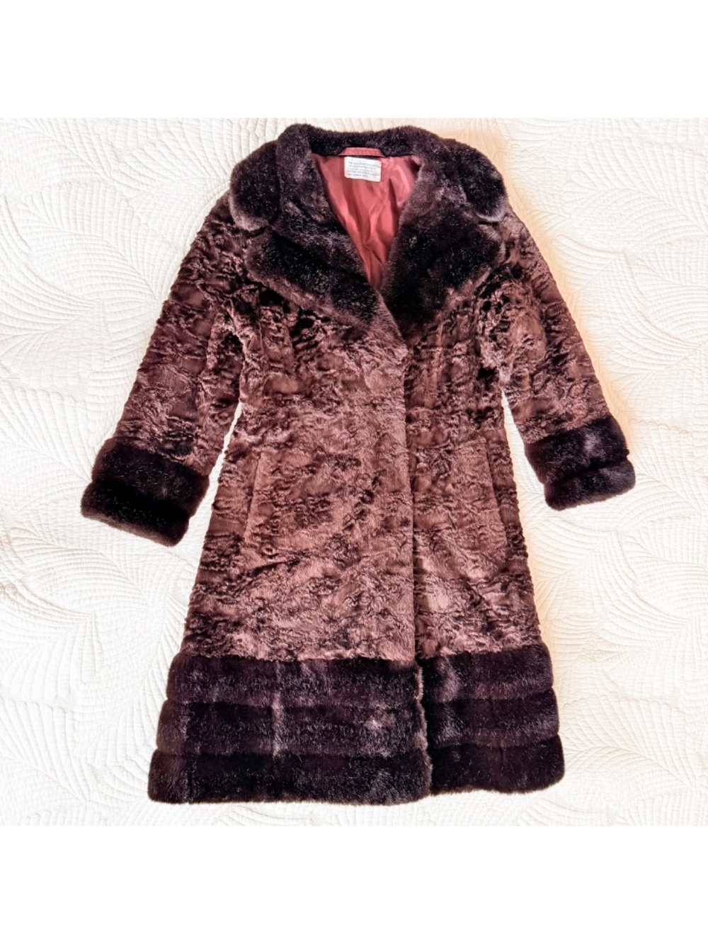 VTG 70s MCM Penny Lane Brown Faux Fur Mouton Mobwife Mod Hippie Bohemian Coat S